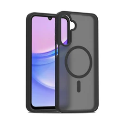 Sleek Magnetic Wireless Charging TPU/PC Case - Smooth Touch Fashion Cover for Galaxy A16 (Black)