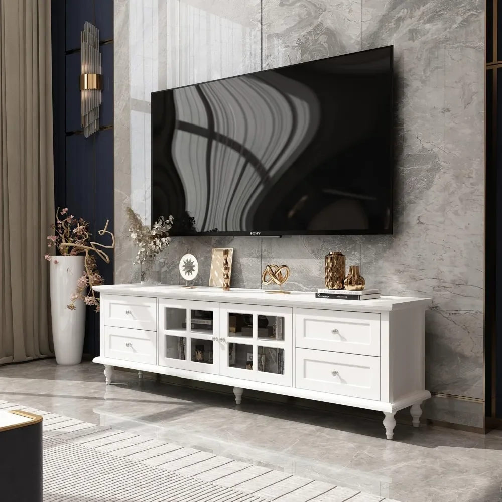 Entertainment Center Wall Unit with Bookshelves for TVs , Stable & Durable Multifunctional TV Stand Media Console Table 6