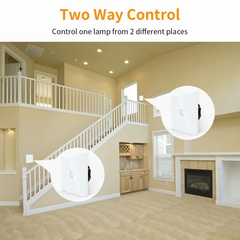 White Black 1/2/3 Gang 2Way RF433MHZ Wifi Touch Switch Smart Home Wall Light Support Alexa Tuya App Remote