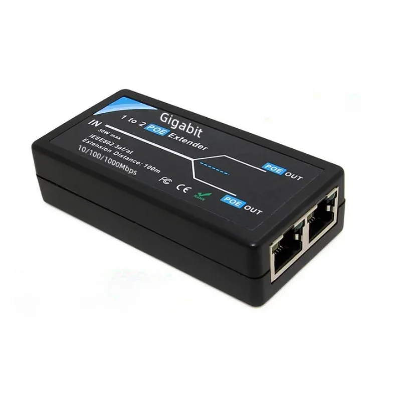 

1PC 2 Port POE Extender 100Mbps with IEEE 802.3af Standard for NVR IP Camera AP IP VOICE POE Extend 100 meters for POE range