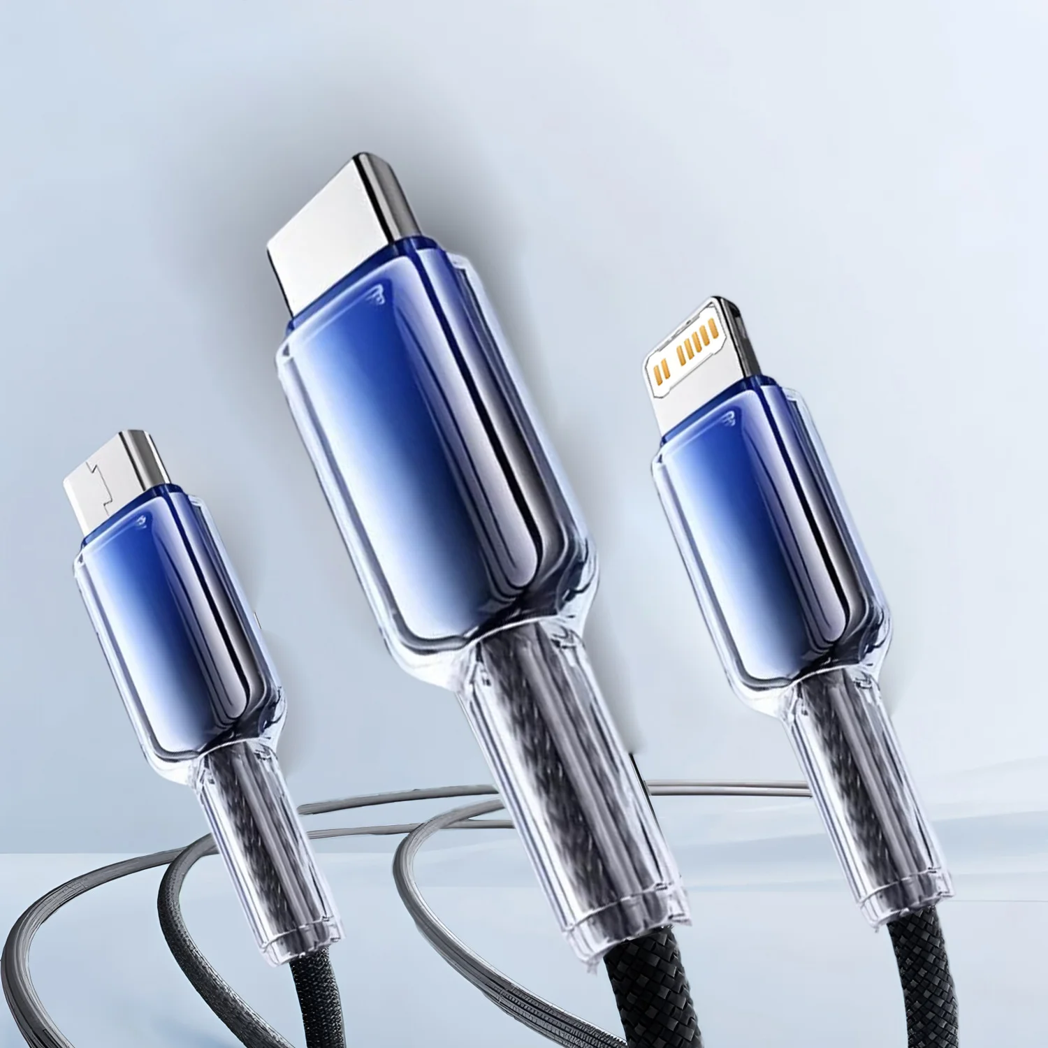 화웨이/아너용 3 in 1 USB 충전 케이블 6A 120W 휴대용 마이크로 USB 타입C 케이블 아이폰 14 삼성용 충전 케이블 1.2M