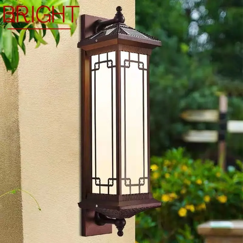 BRIGHT Solar Wall Lamp Creativity Retro Outdoor Sconce Light LED Waterproof IP65 for Home Villa Corridor Courtyard ganriland retro golbe led filament bulbs e14 g45 6 5w ultra bright 806 lumen dimmable ampoule high lumen for pendant light decor