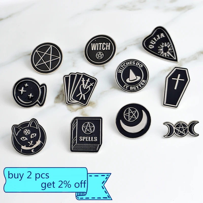 Значок на булавке better witch ouija, черная луна, значки, броши на лацкан, эмалированная булавка, аксессуары для рюкзака, сумки, ведьмы, знаки