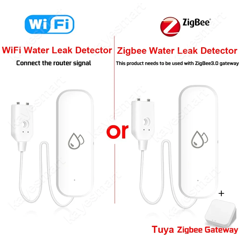Tuya WiFi Zigbee Water Leak Sensor Detector Smart Life APP Notification Alarm Flood Leak Home Security