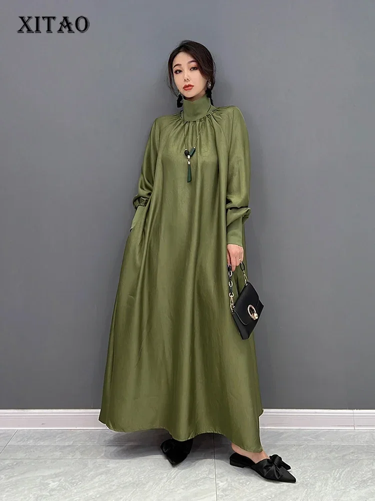 

XITAO Turtleneck Temperament Dress Simplicity Solid Color Fashion Autumn New Loose Long Sleeve Pullover Women Dress DZL2167