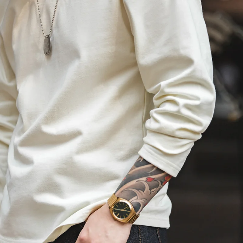 Maden الأساسية طويلة الأكمام القطن تي شيرت للرجال...