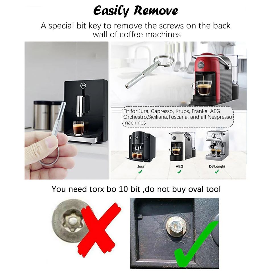 Chiave a Testa Ovale per Riparazione,Chiave a Testa Ovale per Riparazione,Strumento Smontare con Anello Ovale Compatibile con la Macchina del Caffè Nespresso Krups/De Longhi/Jura/AEG