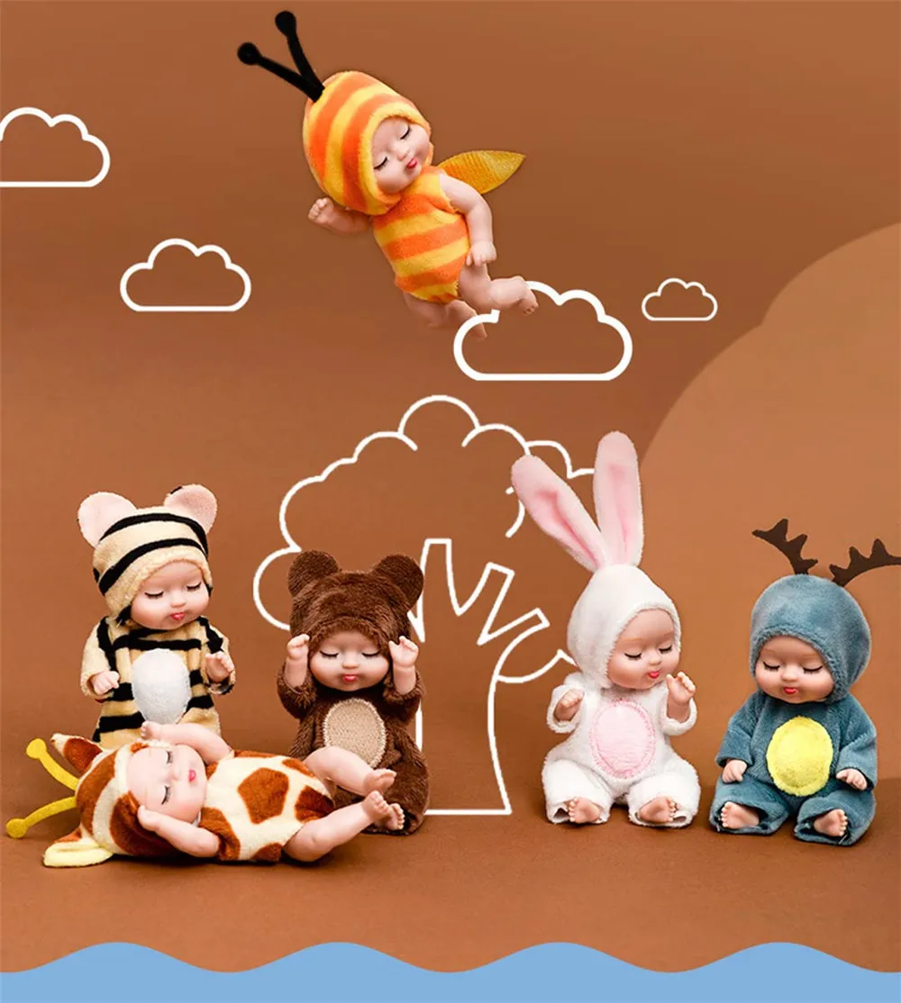 

4-дюймовая мини кукла-Реборн, моющаяся Реалистичная кукла-младенец из ПВХ с одеждой и шапочкой, лучший подарок для девочки и мальчика