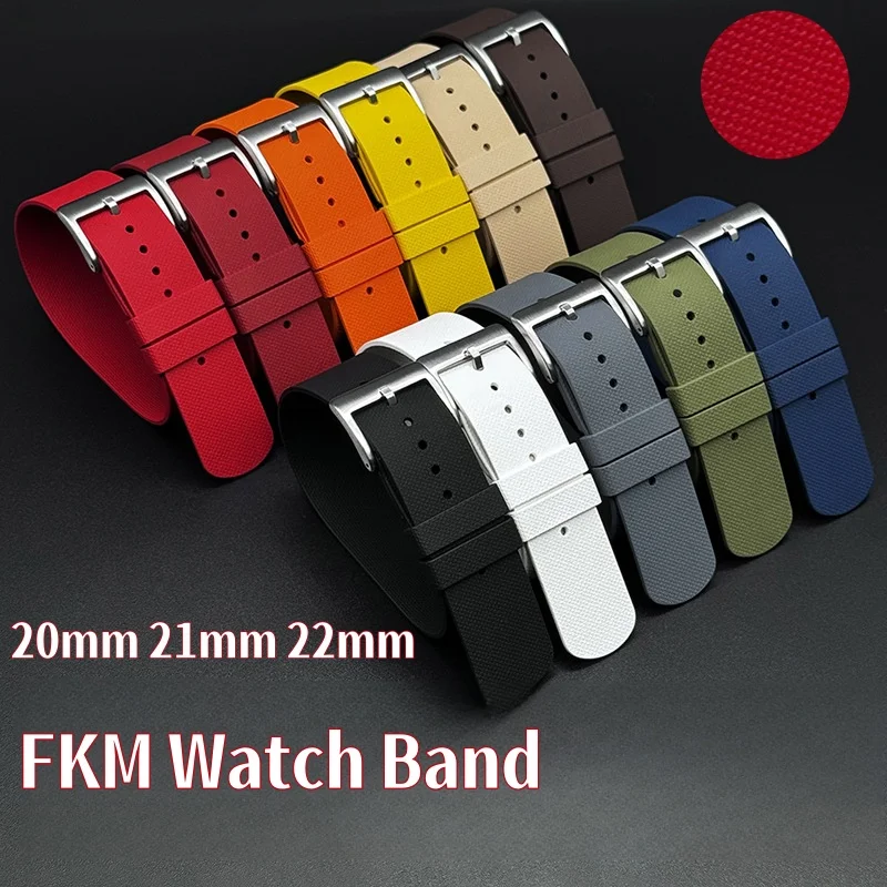 Bracelet Caoutchouc Fkm Universel Noir 20mm 21mm 22mm main image 1
