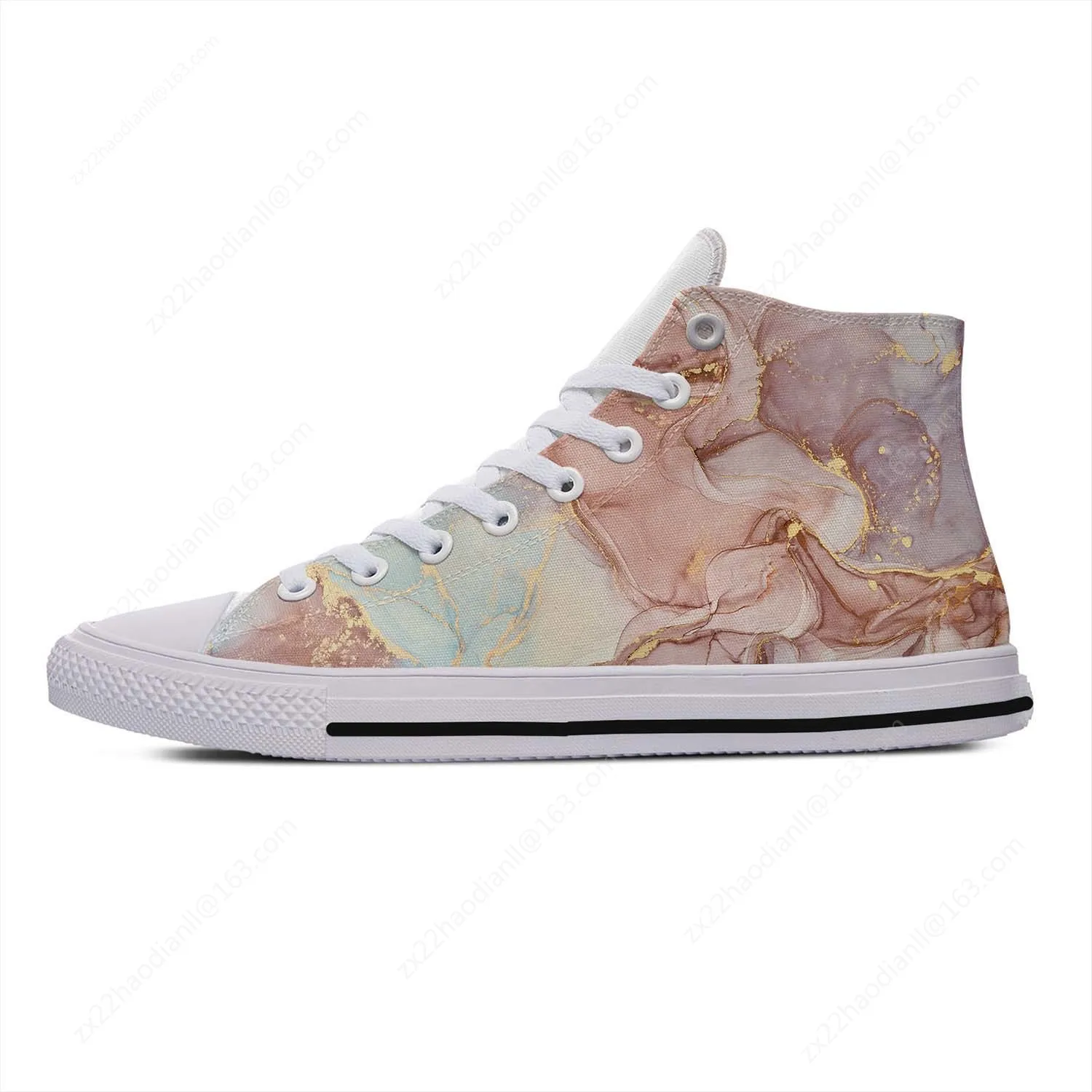 Colorful Marble High Top Sneakers Mens Womens Teenager Funny Fashion Casual Shoes Canvas Running Shoes 3D Print Lightweight shoe