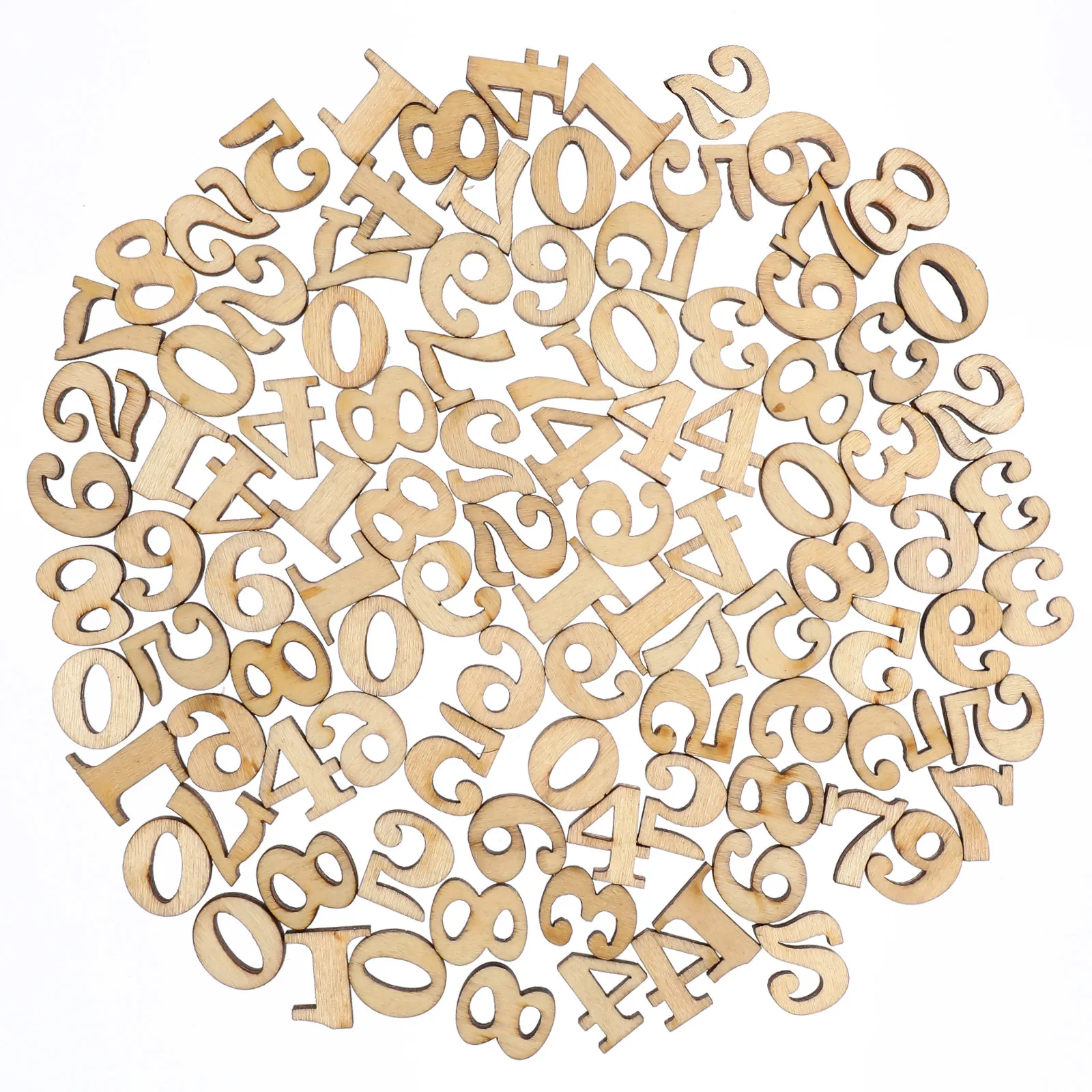 100개 원목 숫자 디스크, 페인팅 공예, 스크랩북 카드, 펜던트 장식, 교육용 수학 도구용 부드러운 나무 원판