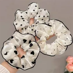Set of 3 Minimalist Floral & Polka Dot Fabric Hair Scrunchies (3pcs)