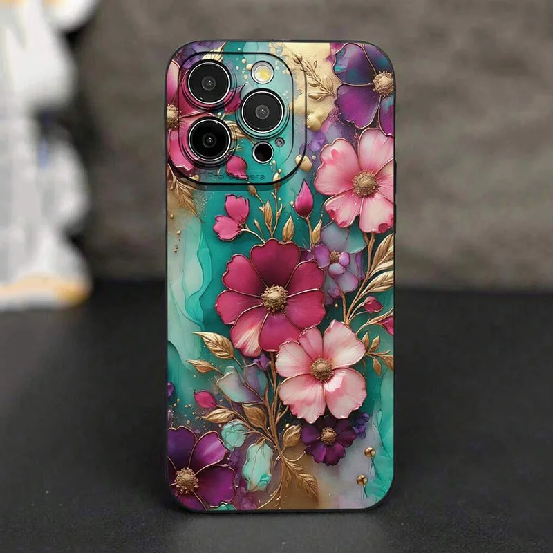 Vintage Floral Pattern Phone Case For Samsung Galaxy S26 S25 Ultra S24 FE S23 Plus S22 S21 A56 A36 A15 A55 A35 A54 A34 A53Cover