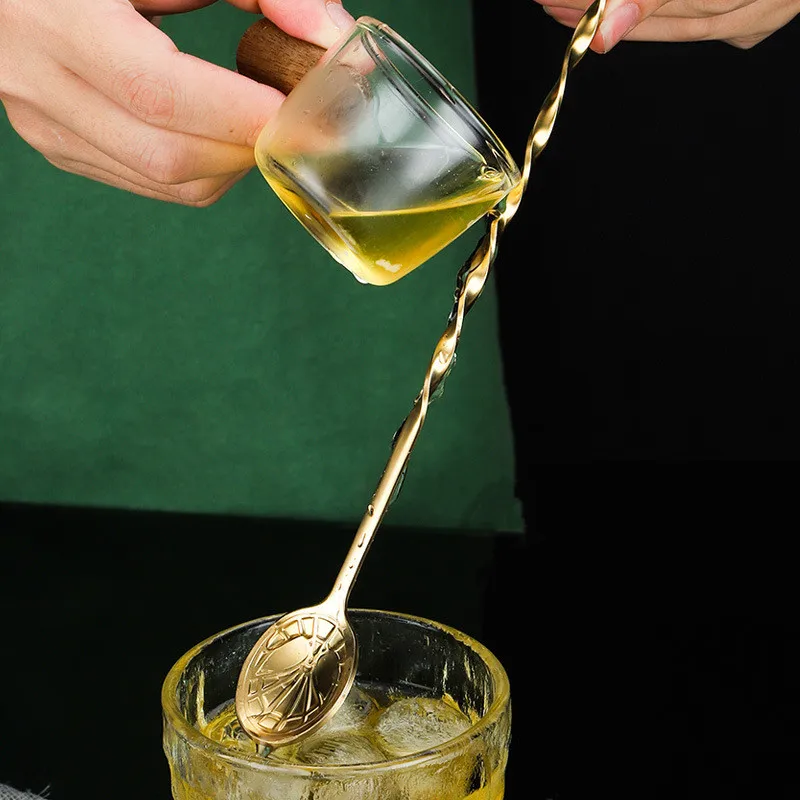 Spiral Bar Cocktail Spoon Stainless Steel Bartender Stir Spoons Muddlers Whisky Drinks Mixing Rod Kitchen Accessories