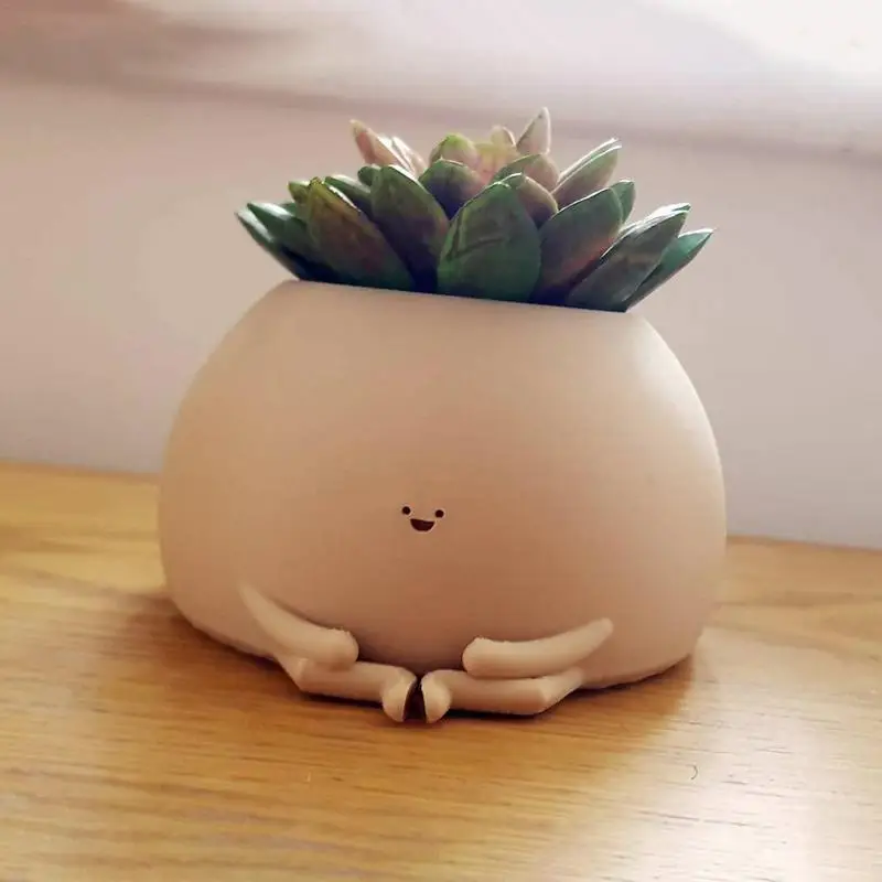 

Face Head Planter Cute Yoga Pose Planter Flower Pots Weather-Resistant Tabletop Planter Decoration for Shelves Gardens Shelves