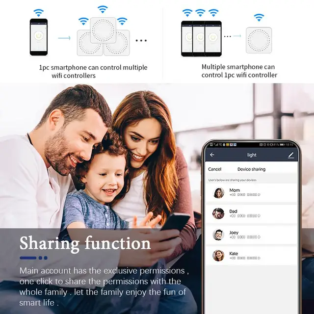 AUBESS 10A Mini Smart Switch 2 Way Control WiFi DIY Light Switches Smart Home Automation Relay Voice For Alexa Google Home 2