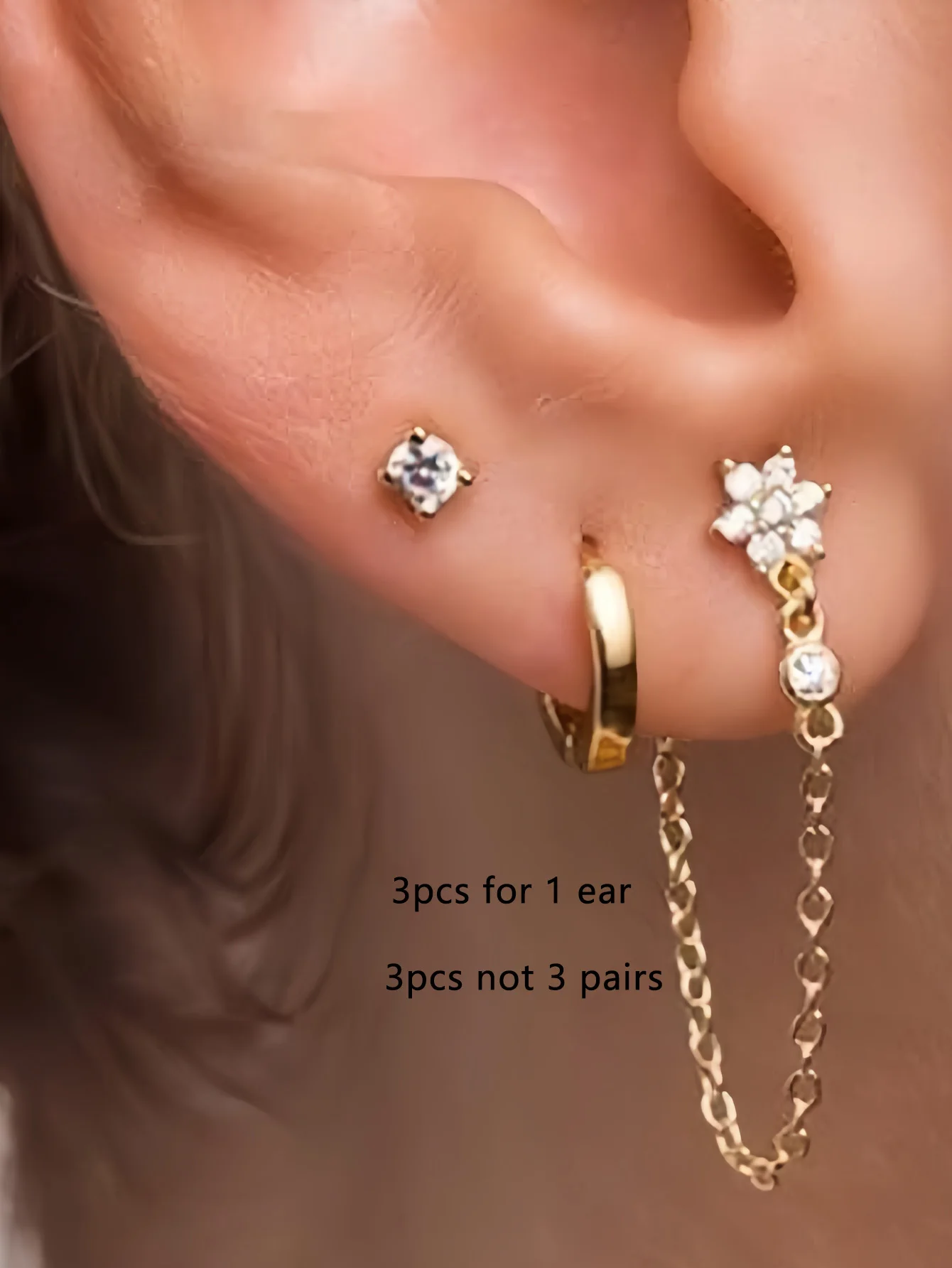 Womens Minimalist Cubic Zirconia Flower Tassel Earrings