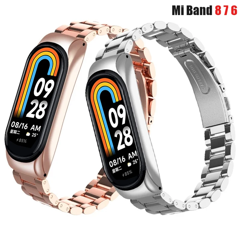 

Металлический ремешок для Xiaomi Mi Band 7 6 5, сменный наручный браслет из нержавеющей стали для Mi Band 3 4 8