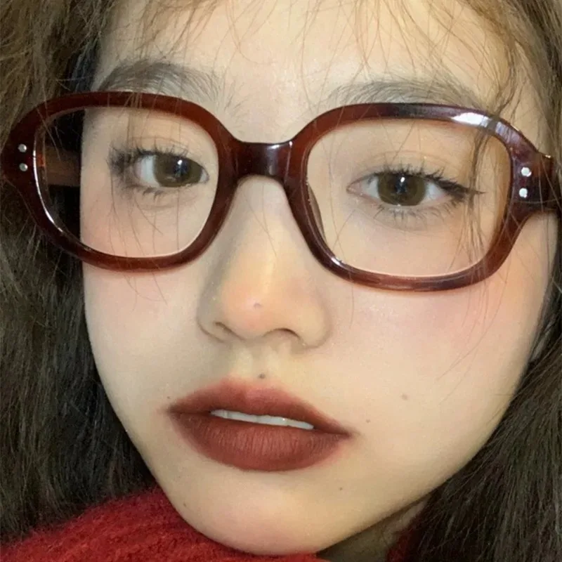 

Vintage Small Square Frame Eyeglass Y2K Women Girls Fashion Red Anti Blue Light Glasses Daily Versatile Glasses Simple Accessory