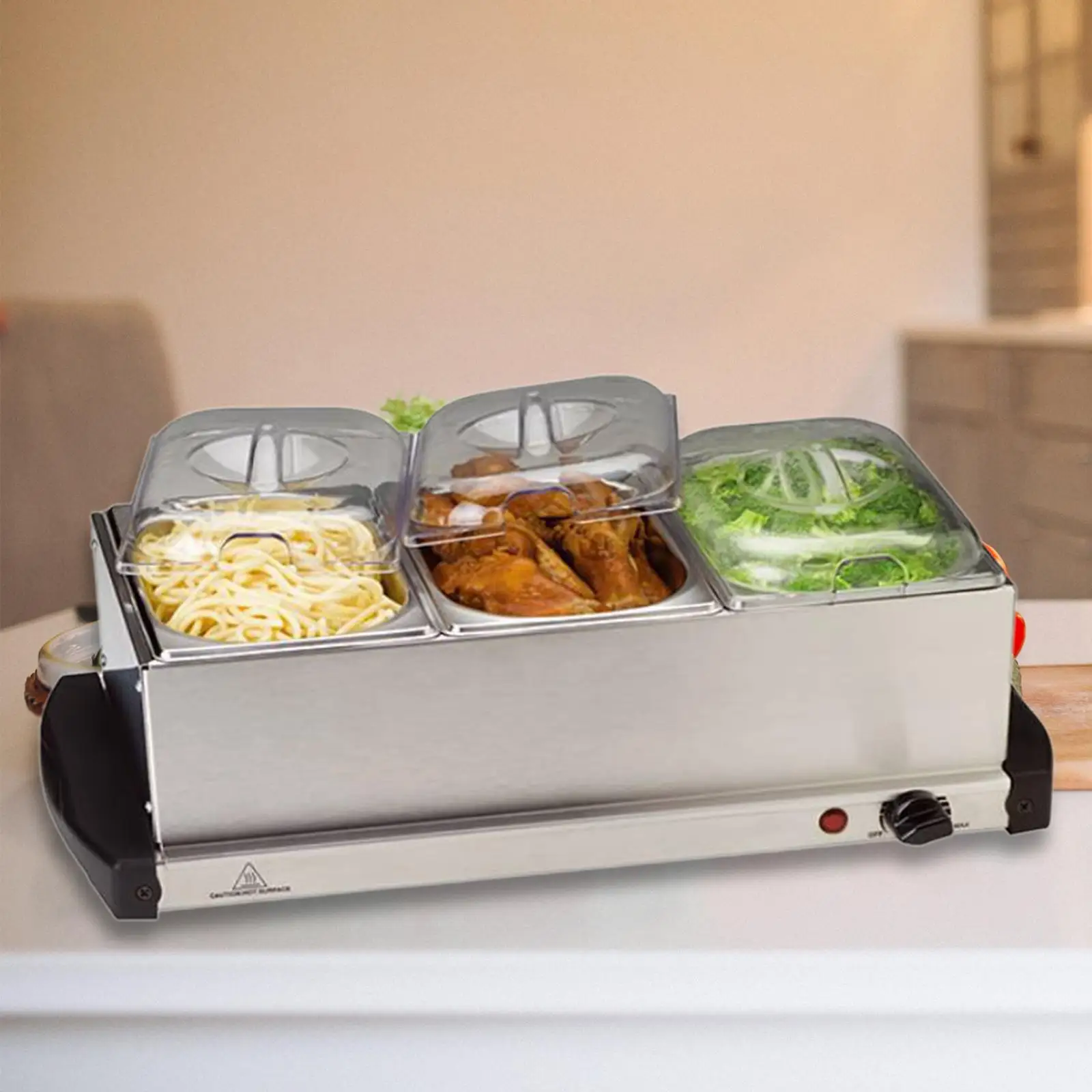 3x1L Electric Buffet Server Tray Chafer Heating Tray Food Warmer Tray