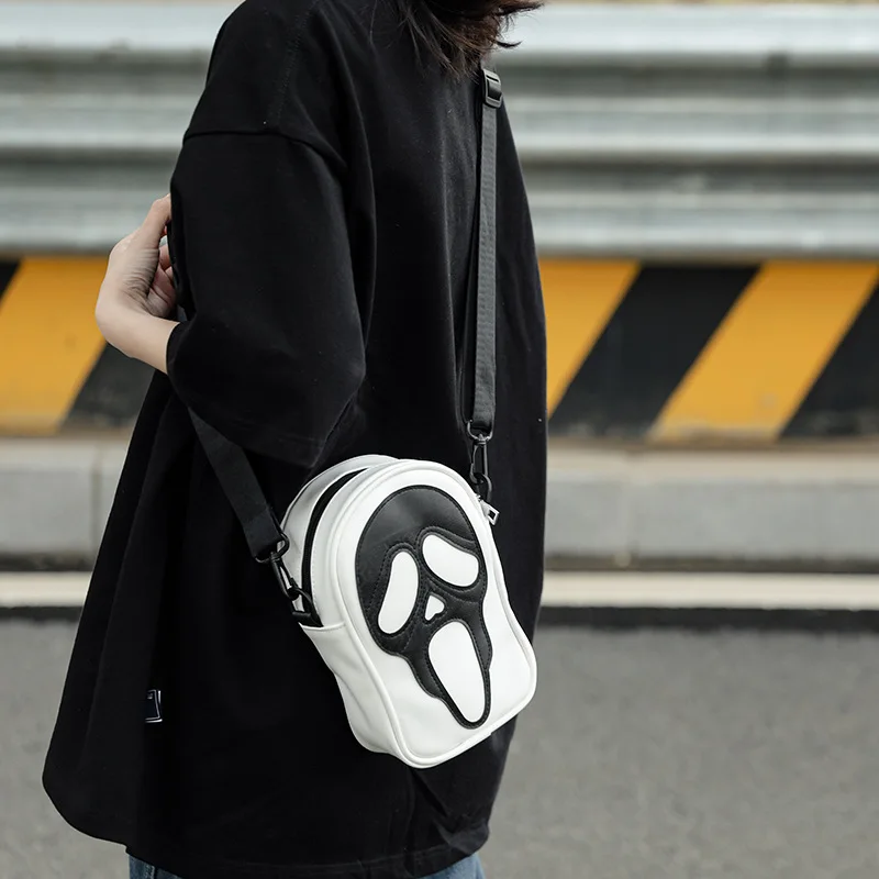 Y2K Vintage Korean Shoulder Underarm Funny Lovely Devil Ghost Tote Bag Ladies Bags Leather Zip Purses Bagutte Pu Handbags Women_voghion.com