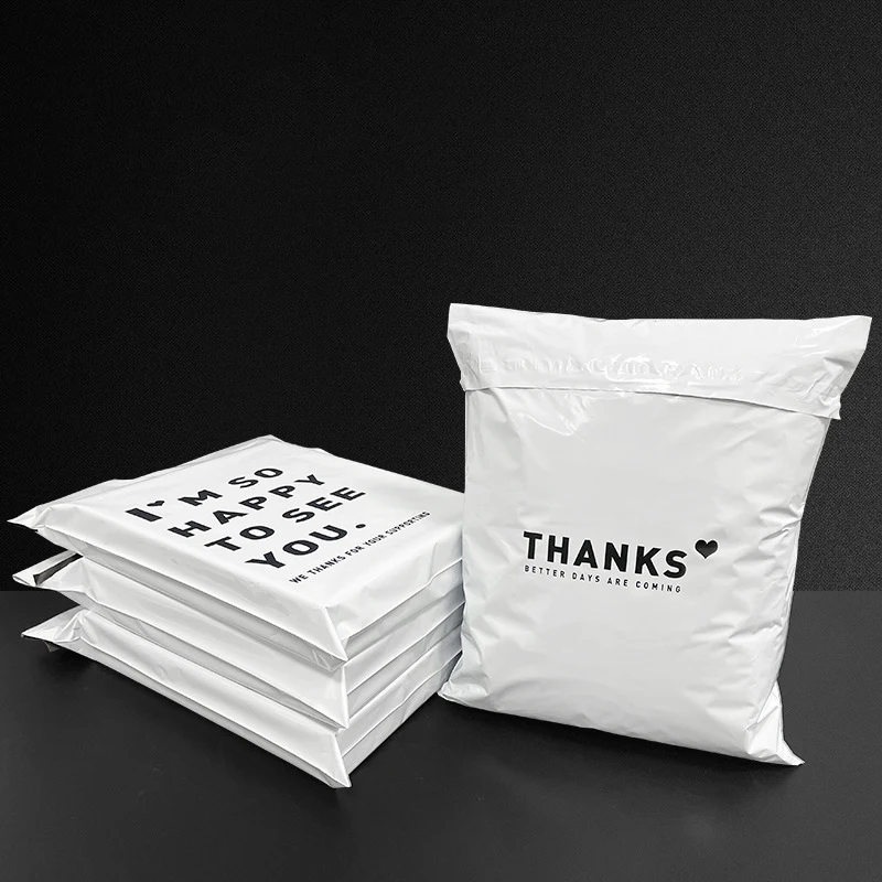 10x13 inch White Poly Mailers I'M SO HAPPY TO SEE YOU Courier Bags Clothes Packing Mailing Envelope Business Supplies 10Pcs