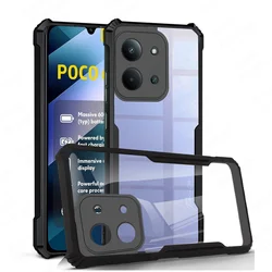 Acrylic Clear Shockproof Case with Airbag Corners and Hybrid Hard PC Back Cover for POCO C85 171mm (Black)