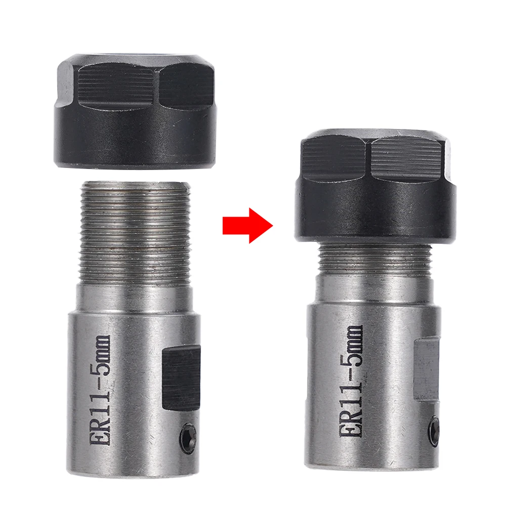 ER11A 5mm Motor Unner Diameter Extension Rod +7x 1mm-7mm ER11 Milling Spring Chuck Shaft Holder for CNC Lathe Engraving 8Pcs/Set