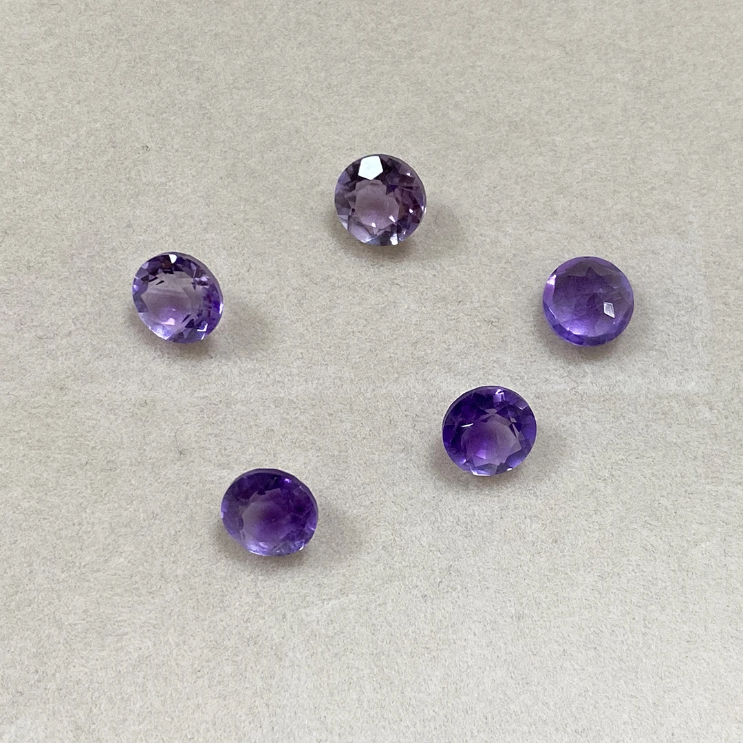Loose Gemstones Natural Brazilian Amethyst Round For Ring Earring Necklace Jewelry Making