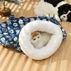 Cat Plush Sleeping Bag Winter Pet Warm Hiding House Soft Thickened Drilling Nest For Kitten Puppy