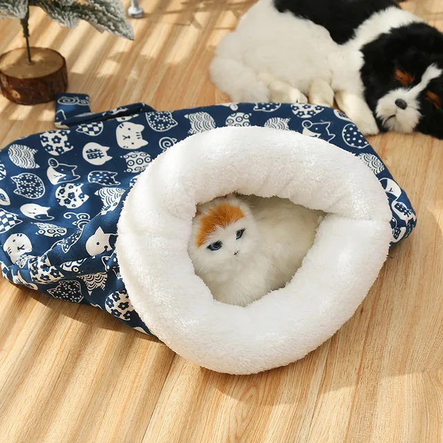 Cat Plush Sleeping Bag Winter Pet Warm Hiding House Soft Thickened Drilling Nest For Kitten Puppy