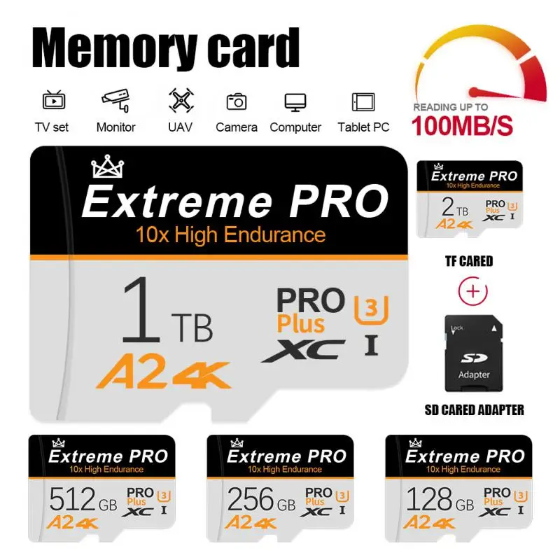 

Extreme PRO 2TB Memory Card 1TB 512GB 128GB 256GB High Speed Micro TF SD Card A2 V30 Flash SD Memory Card For Camera Smartphone