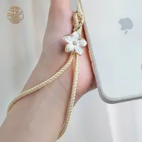Vintage Artistic Phone Wrist Strap Charm Keychain Elegant Handwoven Flower Lanyard Anti-drop Girl Woman Bracelet for IPhone 6