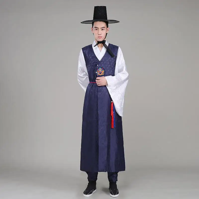 Ropa tradicional coreana para hombre, de corte étnico trajes antiguos, ropa oficial, traje de actuación de escenario, Hanbok Multicolor