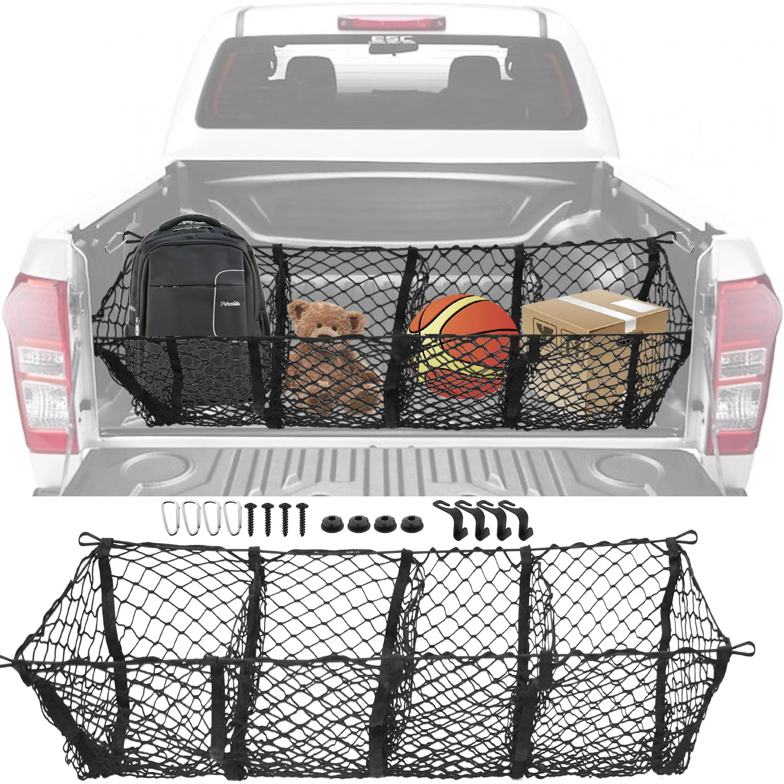 4 Pocket Cargo Net Trunk Luggage Storage Organiser Mesh For Nissan