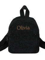 Personalized Corduroy Bag with Name, Monochromatic Mini Backpack, Small Backpacks, Custom Name, Baby Gift 2