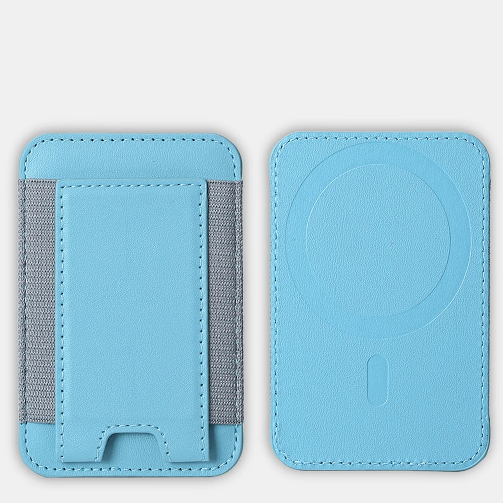 Enhanced MagSafe Card Holder Wallet with Elastic Leather Pattern and Magnetic Phone Bag Cover