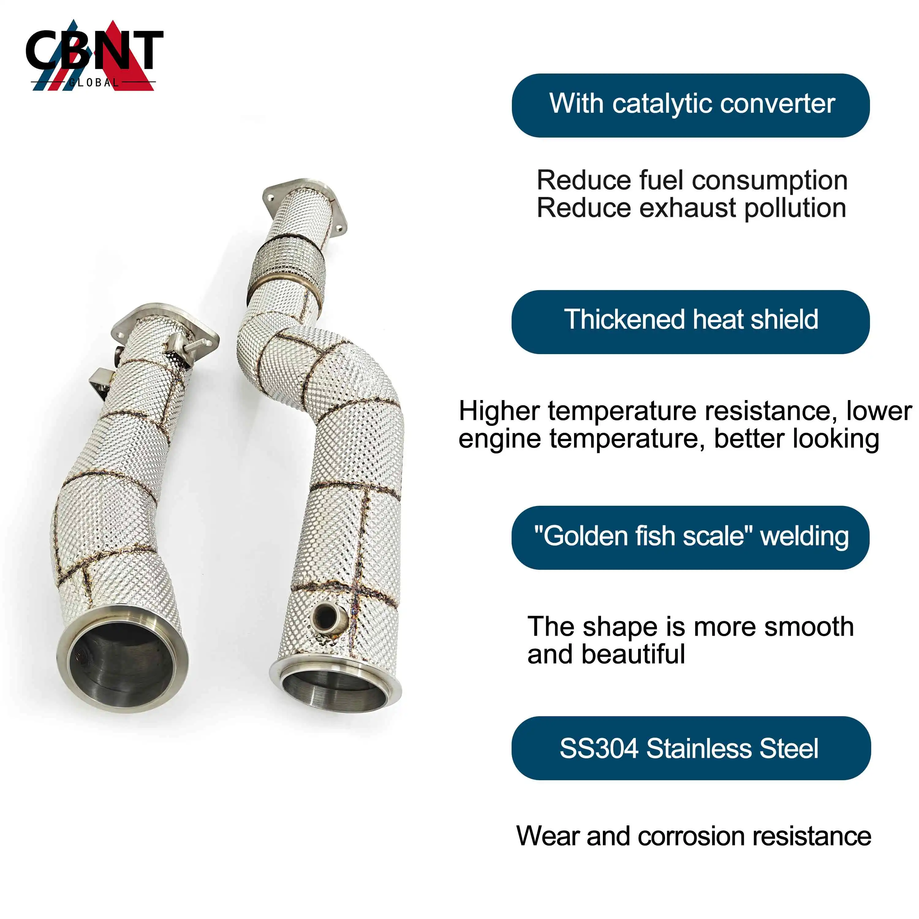 CBNT Exhaust Pipe For G80 M3 G82 M4 G87 M2 S58 3.0T Downpipe High Flow Performance SS304 Exhaust Header with Heat Shield