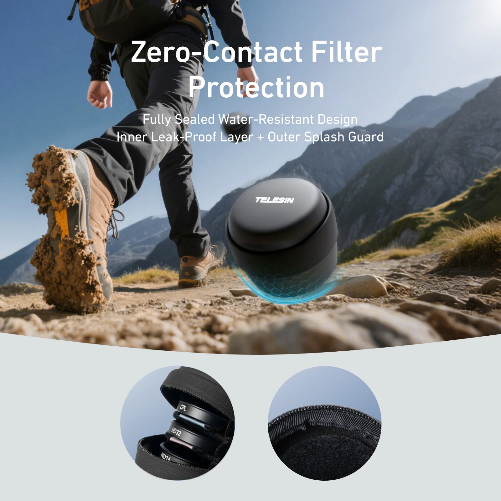 TELESIN Waterproof Hard Shell Storage Box for Action Camera Filters