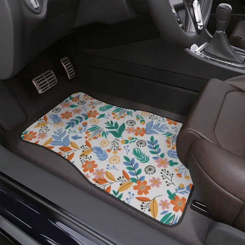 Car Mats colorful flowers, unique Car Floor Mats, Cute Car Accessories