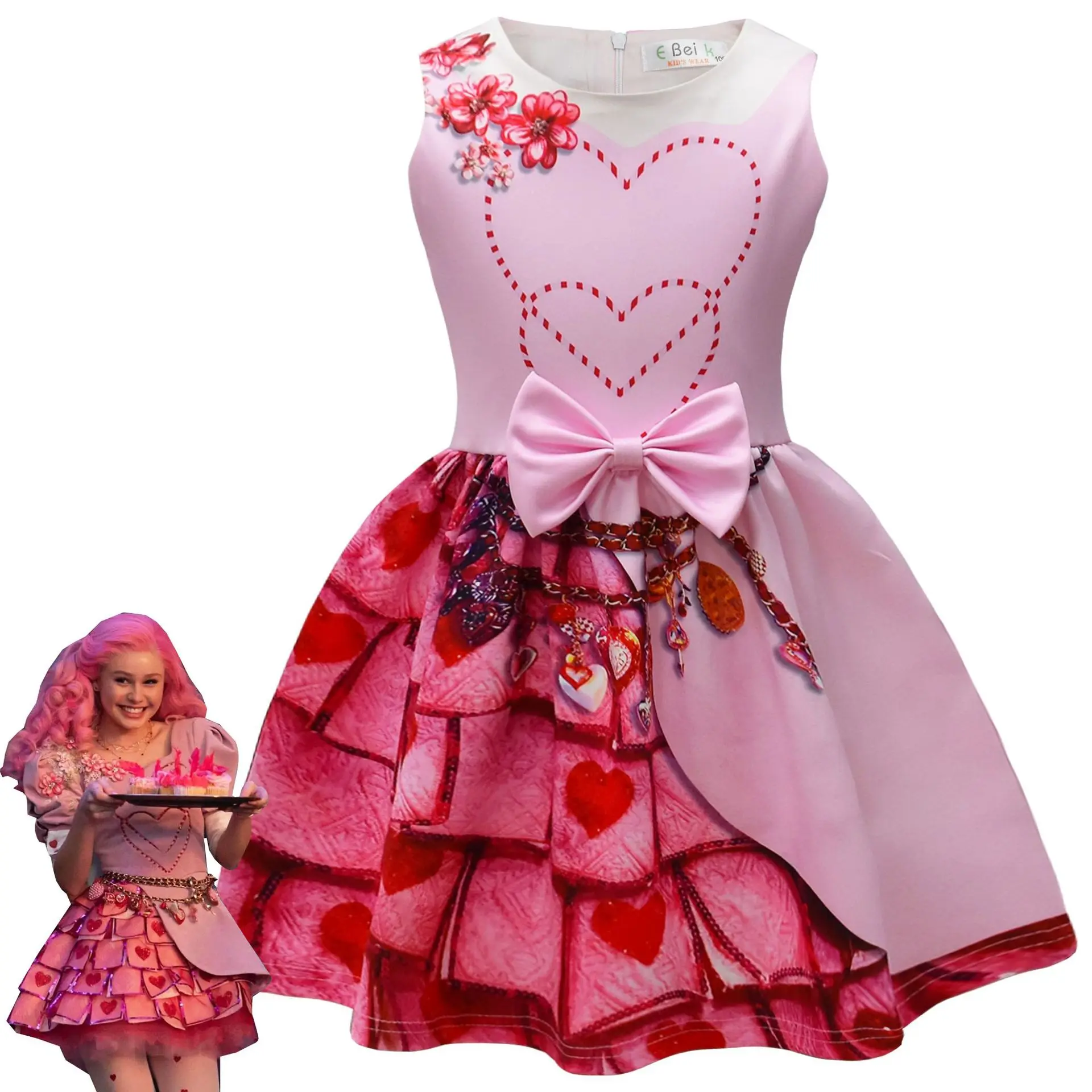 thumbnail image 4 of Disfraz de Cosplay rojo de Descendants 4 para niñas, disfraz de Cosplay de The Rise of Red Chloe, traje de fiesta de Halloween de princesa para niñas, 4 of 4