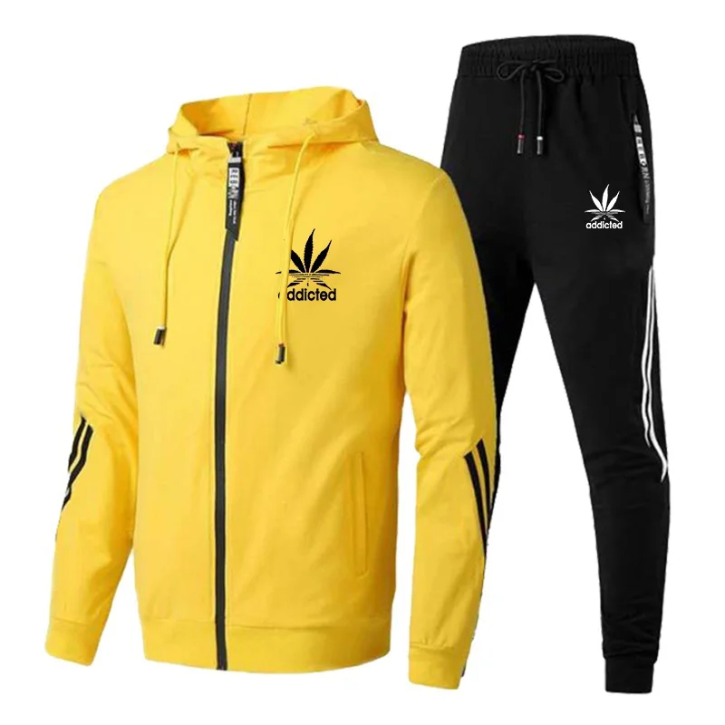 Fashion Men's Print Jacket Suits Autumn Winter Zipper Coat and Sweatpant 2Pcs Sets Casual Male Outdoors Fleece Warm Tracksuit