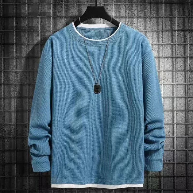 Fashion Versatile Commuter Men's Clothing 2023 Autumn and Winter New Round Neck Long Sleeve Solid Color Temperament Pullover