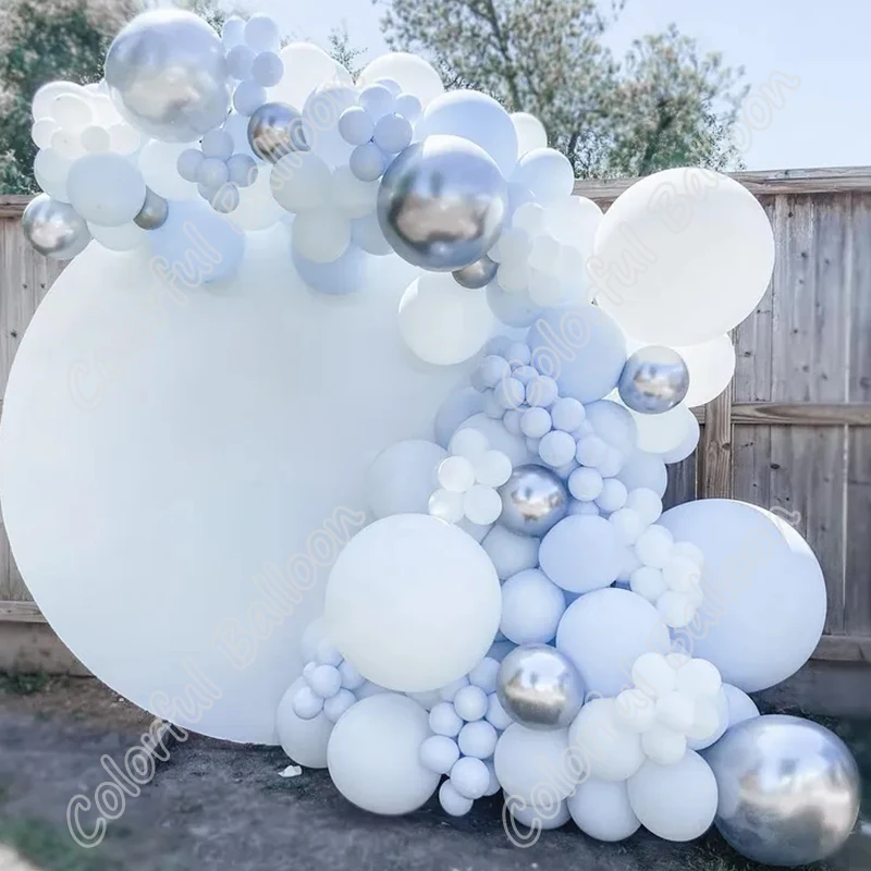 

176pcs Doubled Macaron Blue Happy Birthday Latex Matte Ballon Party Wedding Backdrop Event Arch Baby Shower Anniversary Decor