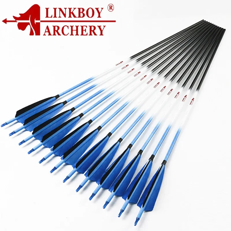 

Linkboy Archery 12 шт. SP600 ID 6,2 мм 32 дюйма, углеродные стрелы флуоресцентные блочные Рекурсивные луки для охоты и стрельбы
