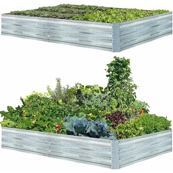 2-Pack Galvanized Raised Garden Beds – 8x4x1 FT Metal Planter Boxes 1