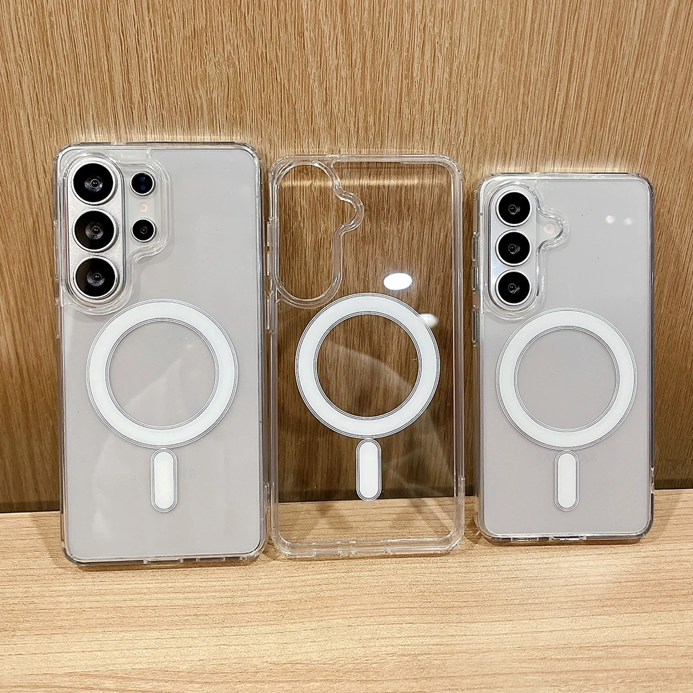 2026 New Magnetic Clear Phone Case For Samsung Galaxy S26 S25 S24 S23 S22 S21 Plus Ultra FE for Magsafe Transparent Cover Funda 1