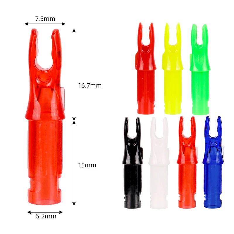 

50pcs Arrow Nocks For Carbon Arrow Shaft I.D 6.2mm Plastic Arrow Tails DIY Arrow Knocks Replacement Archery Hunting shooting