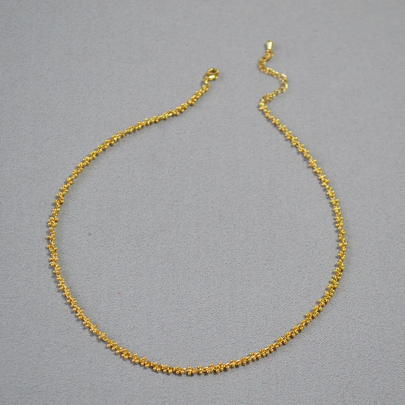 

Japanese and Korean niche Chic minimalist, exquisite hmade gold bead chain, brass plated daily commuting