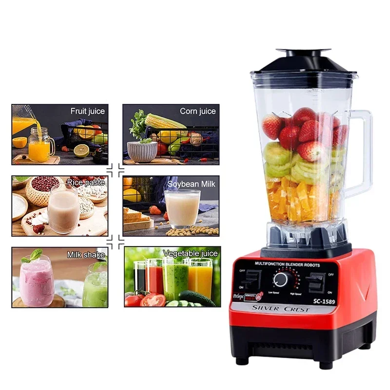 2000W Heavy Duty Commercial Blender Fruit Mixer Juicer Food Processor Ice Smoothies Blender High Power Juice maker Crusher 220V 3